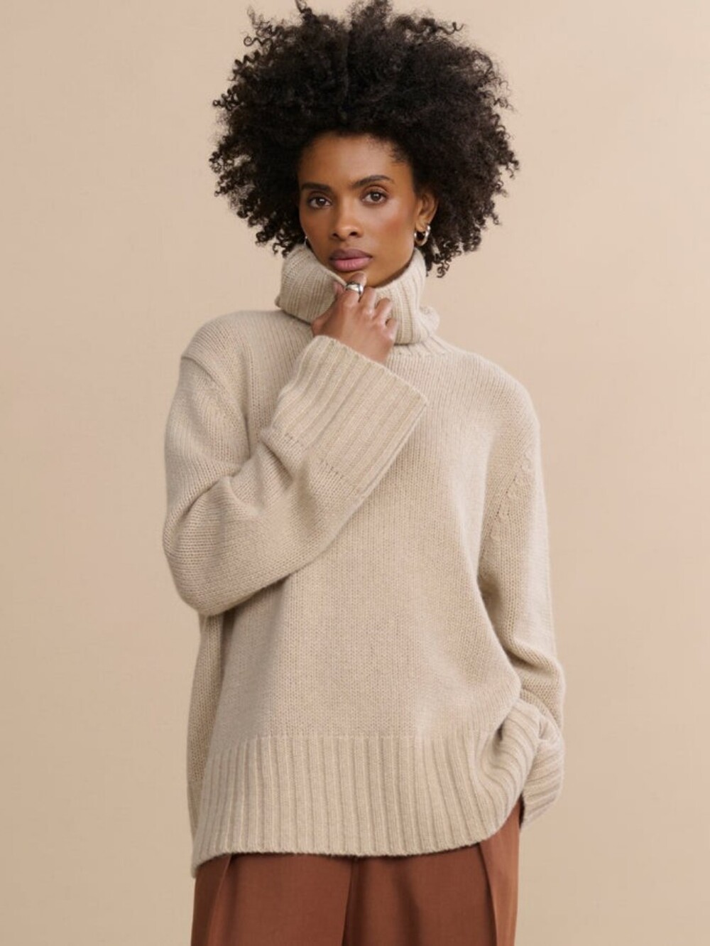 NWT Jenni Kayne Cashmere Jet Turtleneck Sweater Sugar  XS-Small Oversized